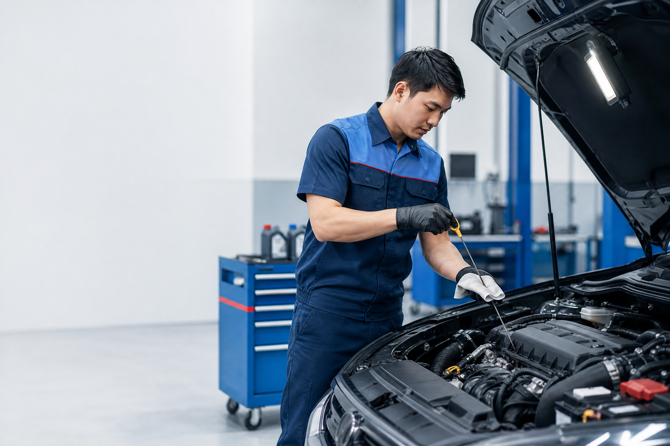 Teknisi Bosch Service melakukan pengecekan